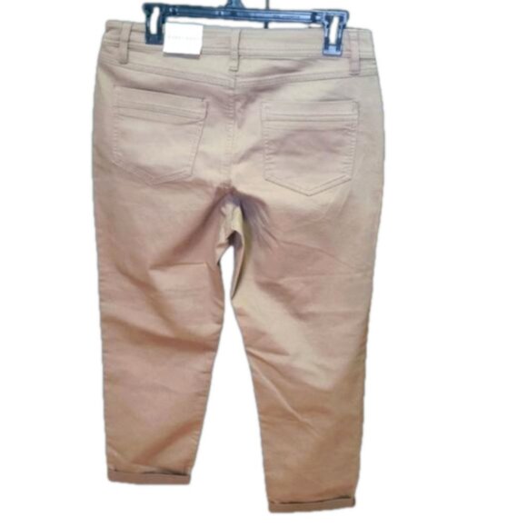 Cleo Petites Business Casual Cuffed Ankle Capri Pants Tan Beige Size 10 - Picture 2 of 2